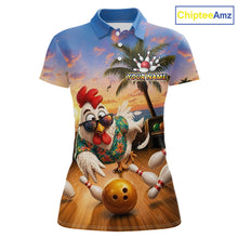 Load image into Gallery viewer, Funny Tropical Rooster Chicken Bowling Shirt For Women Custom Vintage Bowling Jersey Polo &amp; 1/4 Zip TDM6475