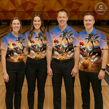 Load image into Gallery viewer, Funny Tropical Rooster Chicken Bowling Shirt For Women Custom Vintage Bowling Jersey Polo &amp; 1/4 Zip TDM6475
