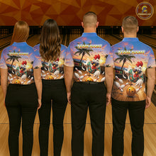 Load image into Gallery viewer, Funny Tropical Rooster Chicken Bowling Shirt For Women Custom Vintage Bowling Jersey Polo &amp; 1/4 Zip TDM6475