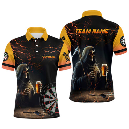 Funny Skull Beer Darts Polo & Quarter-Zip Shirts For Men Custom Beer And Player Darts Jerseys TDM1737