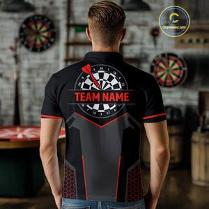 Darts Jersey For Men Custom Polo & Quarter Zip Darts Tournament Team Shirt  |Red TDM4746