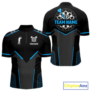 Darts Jersey For Men Custom Polo & Quarter Zip Darts Tournament Team Shirt  |Blue TDM4747