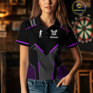 Darts Jersey For Women Custom Polo & Quarter Zip Darts Tournament Team Shirt  |Purple TDM4748