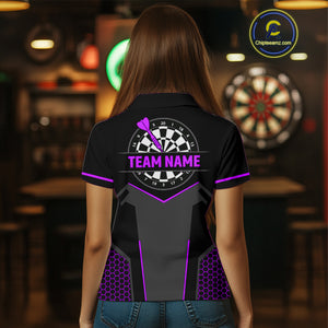 Darts Jersey For Women Custom Polo & Quarter Zip Darts Tournament Team Shirt  |Purple TDM4748
