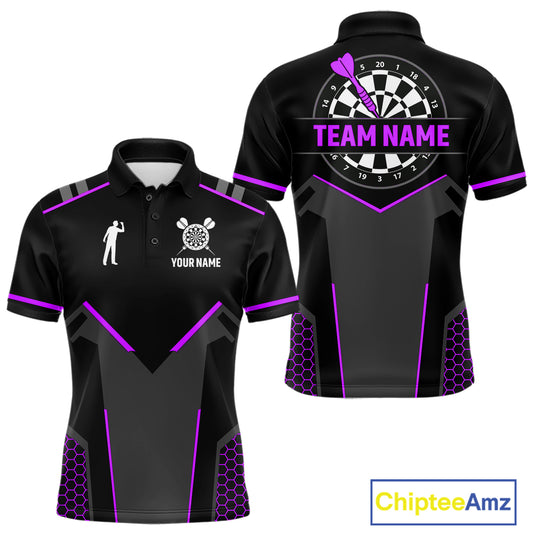 Darts Jersey For Men Custom Polo & Quarter Zip Darts Tournament Team Shirt  |Purple TDM4748