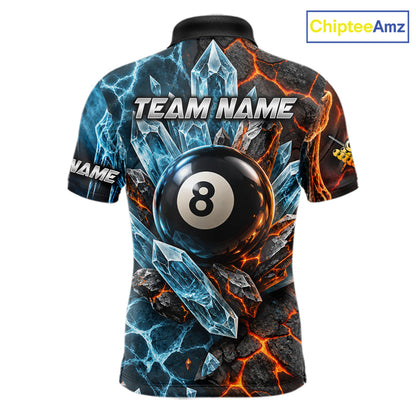 Blue And Orange Custom Skull 8 Ball Pool Icy Billiard Shirts For Men, Billiard Team Jersey TDM7769