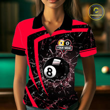 Load image into Gallery viewer, Black And Red 8 Ball &amp; 9 Ball Glass Break Billiard Shirt For Women Custom Pool Team Jersey Uniform TDM5642