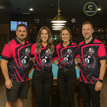 Load image into Gallery viewer, Black And Red 8 Ball &amp; 9 Ball Glass Break Billiard Shirt For Women Custom Pool Team Jersey Uniform TDM5642