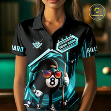 Load image into Gallery viewer, Turquoise Funny 8 Ball Billiard Shirt For Women Custom Pool Team Shirt, Billiard Jersey Polo, 1/4 Zip TDM5644