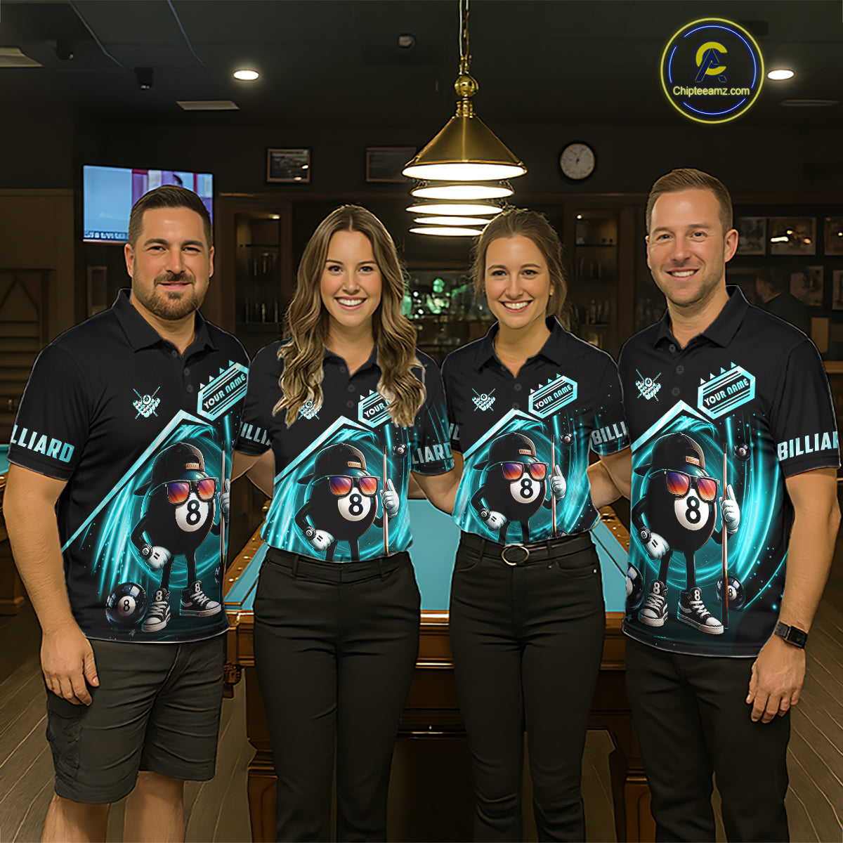 Turquoise Funny 8 Ball Billiard Shirt For Women Custom Pool Team Shirt, Billiard Jersey Polo, 1/4 Zip TDM5644