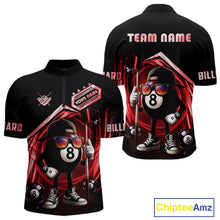 Load image into Gallery viewer, Red Funny 8 Ball Billiard Shirt For Men Custom Pool Team Shirt, Billiard Jersey Polo &amp; 1/4 Zip TDM5645