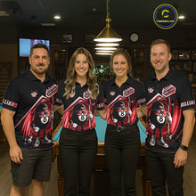 Load image into Gallery viewer, Red Funny 8 Ball Billiard Shirt For Men Custom Pool Team Shirt, Billiard Jersey Polo &amp; 1/4 Zip TDM5645
