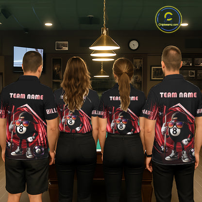 Red Funny 8 Ball Billiard Shirt For Women Custom Pool Team Shirt, Billiard Jersey Polo & 1/4 Zip TDM5645