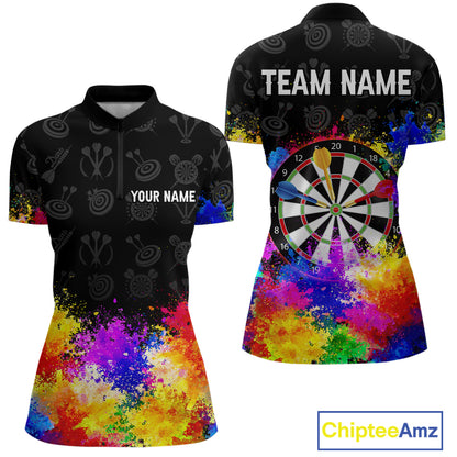 Funny Dartboard Colorful Grunge Dart Shirts For Women | Darts Team Jerseys – Polo & Quarter Zip TDM3964
