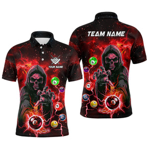 Red Billiard Death Skeleton Men Polo & Quarter-Zip Shirts Customized Team League Billiard Jerseys TDM1748