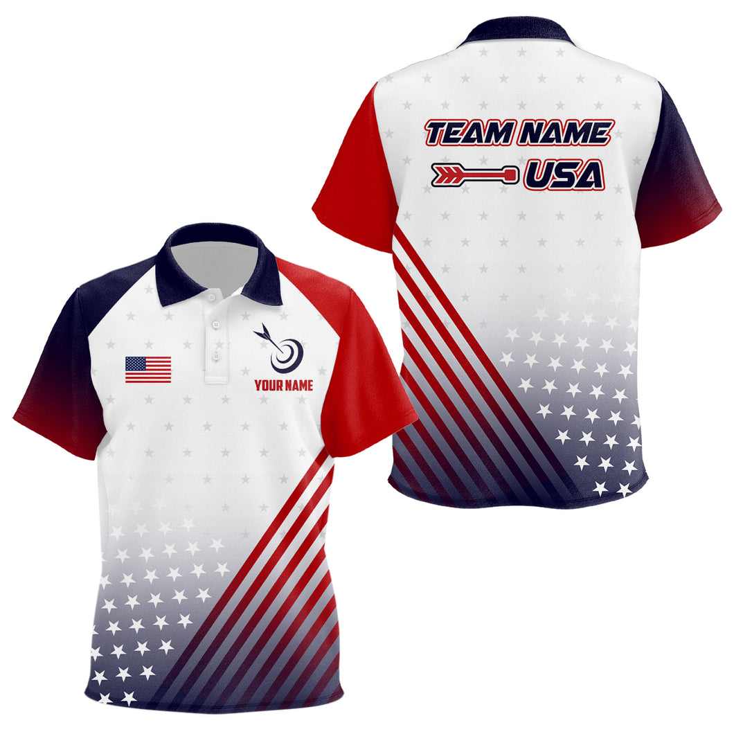 Personalized Patriotic US Flag Archery Kid Polo Shirts Custom Team Archery Jerseys  TDM1763