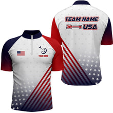 Load image into Gallery viewer, Personalized Patriotic US Flag Archery Men Polo &amp; Quarter-Zip Shirts Custom Team Archery Jerseys  TDM1763