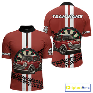 Personalized Red Funny Car Dart Shirts For Men Custom Darts Team Jerseys Polo & Quarter Zip TDM4151