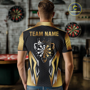 Black And Golden Funny Crown Darts Shirt For Men Custom Darts Jerseys Team Polo & Quarter Zip TDM4324