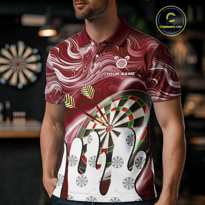 Personalized Marble Swirl Dart Shirt For Men Custom Funny Darts Jersey Team Polo & 1/4 Zip|Purple TDM4162