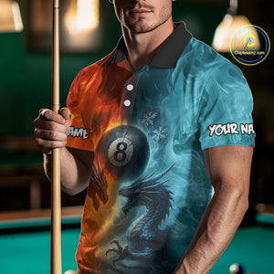 Personalized Dragon Water Fire 3D Billiard Shirt For Men Custom 8 Ball Pool Billiard Team Jerseys TDM4154