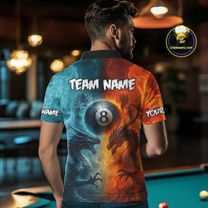 Personalized Dragon Water Fire 3D Billiard Shirt For Men Custom 8 Ball Pool Billiard Team Jerseys TDM4154