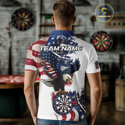 Personalized Grunge American Flag Eagle Darts Shirt For Men Custom Patriotic Darts Team Jersey TDM4756