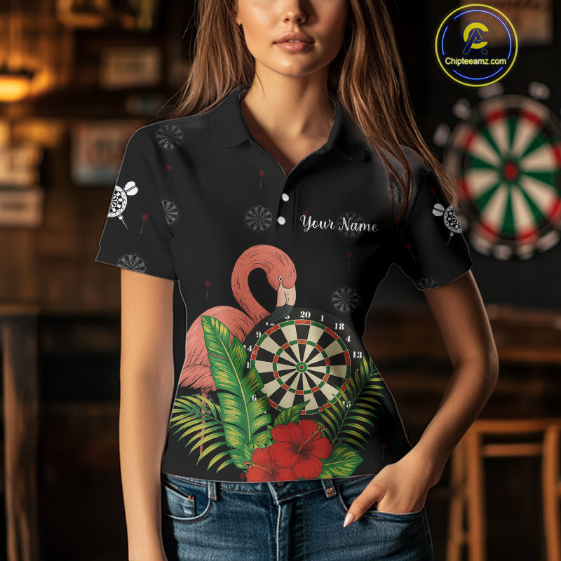 Personalized Tropical Flamingo Darts Shirt For Women Custom Funny Darts Jerseys Custom Darts Gifts TDM4345