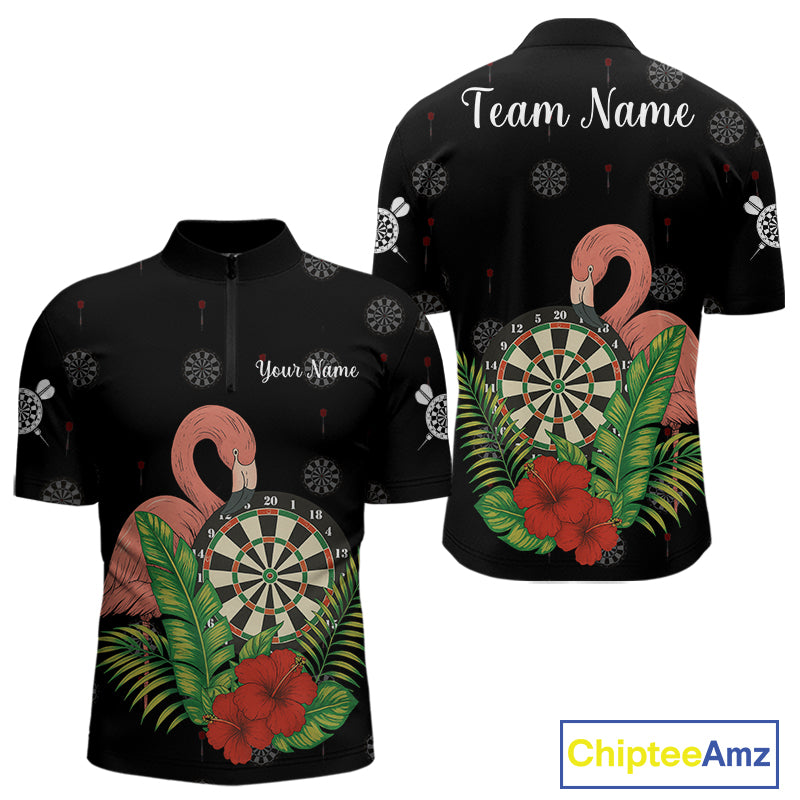 Personalized Tropical Flamingo Darts Shirt For Men Custom Funny Darts Jerseys Custom Darts Gifts TDM4345