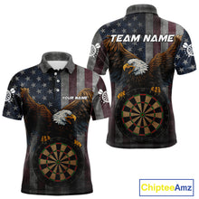 Load image into Gallery viewer, Personalized Grunge American Flag Patriotic Dart Shirts For Men Custom Eagle Darts Team Jersey TDM4191