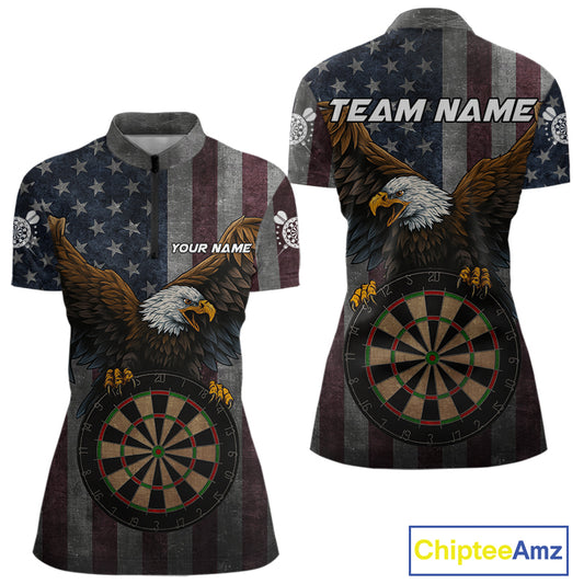 Personalized Grunge American Flag Patriotic Dart Shirts For Women Custom Eagle Darts Team Jersey TDM4191