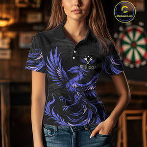Personalized Phoenix Dartboard Wings Women's Dart Shirts Custom Blue And Black Darts Team Jerseys TDM4584