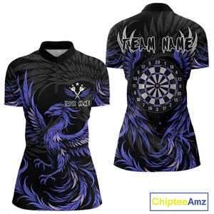 Personalized Phoenix Dartboard Wings Women's Dart Shirts Custom Blue And Black Darts Team Jerseys TDM4584