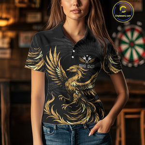 Personalized Phoenix Dartboard Wings Women's Dart Shirts Custom Yellow And Black Darts Team Jerseys TDM4585