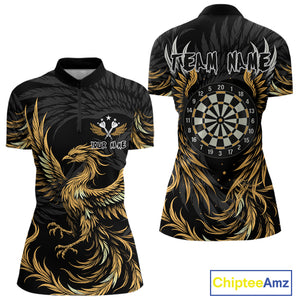 Personalized Phoenix Dartboard Wings Women's Dart Shirts Custom Yellow And Black Darts Team Jerseys TDM4585