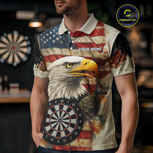 Personalized Patriotic Eagle Darts Shirt For Men Custom Vintage American Flag Darts Team Jersey TDM4219