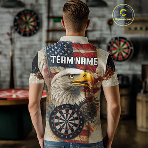 Personalized Patriotic Eagle Darts Shirt For Men Custom Vintage American Flag Darts Team Jersey TDM4219