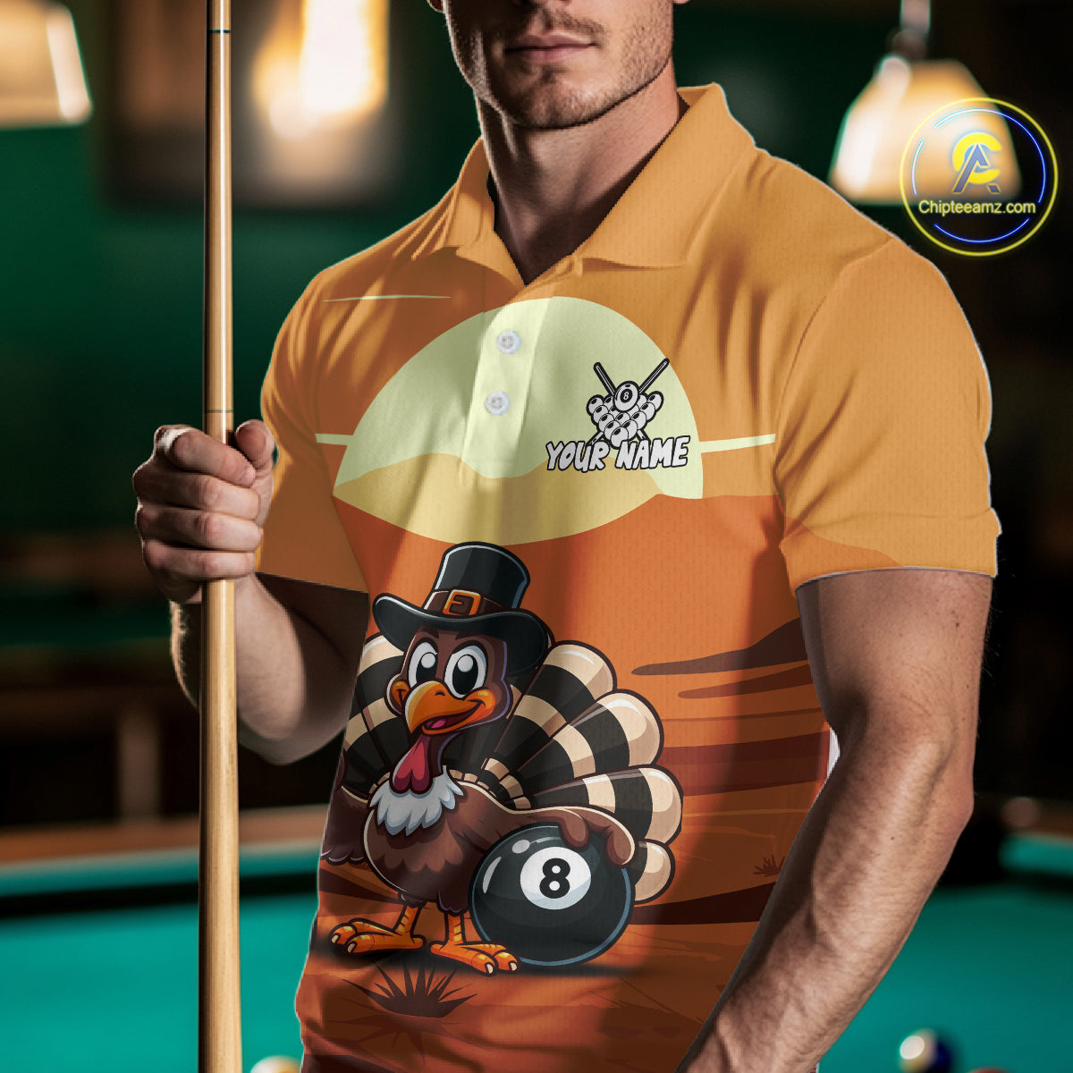Funny Turkey 8 Ball Pool Billiard Shirt For Men Custom Thanksgiving Shirt For Pool Player TDM4817