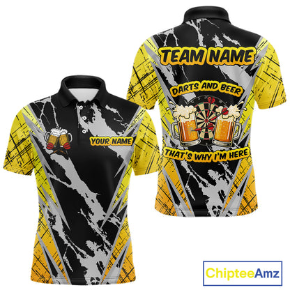 Darts And Beer That's Why I'm Here Custom Grunge Dart Shirt For Men, Drinking Darts Jerseys |Black TDM4234