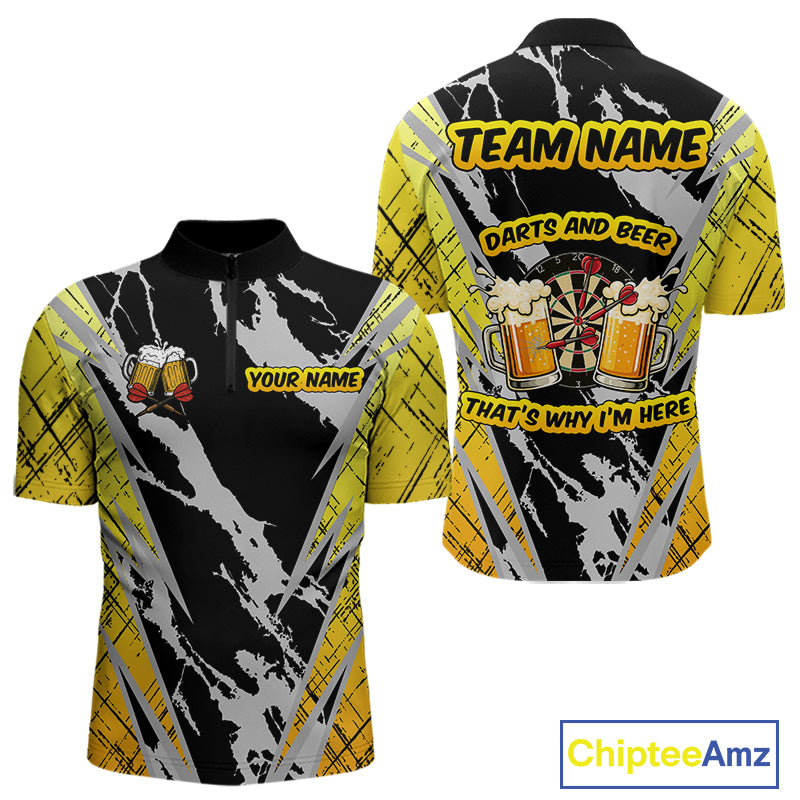 Darts And Beer That's Why I'm Here Custom Grunge Dart Shirt For Men, Drinking Darts Jerseys |Black TDM4234