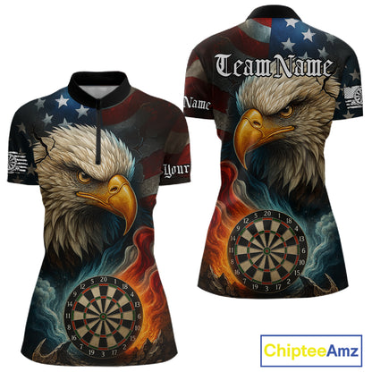 Personalized Eagle Flame Darts Shirt For Women Custom Patriotic American Flag Team Darts Jersey TDM4820