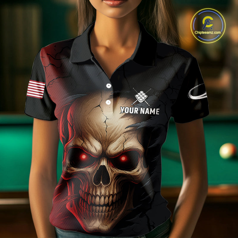 Funny Beer Grim Reaper 9 Ball Pool Billiard Shirt For Women Custom US Flag Billiard Team Jerseys TDM4279
