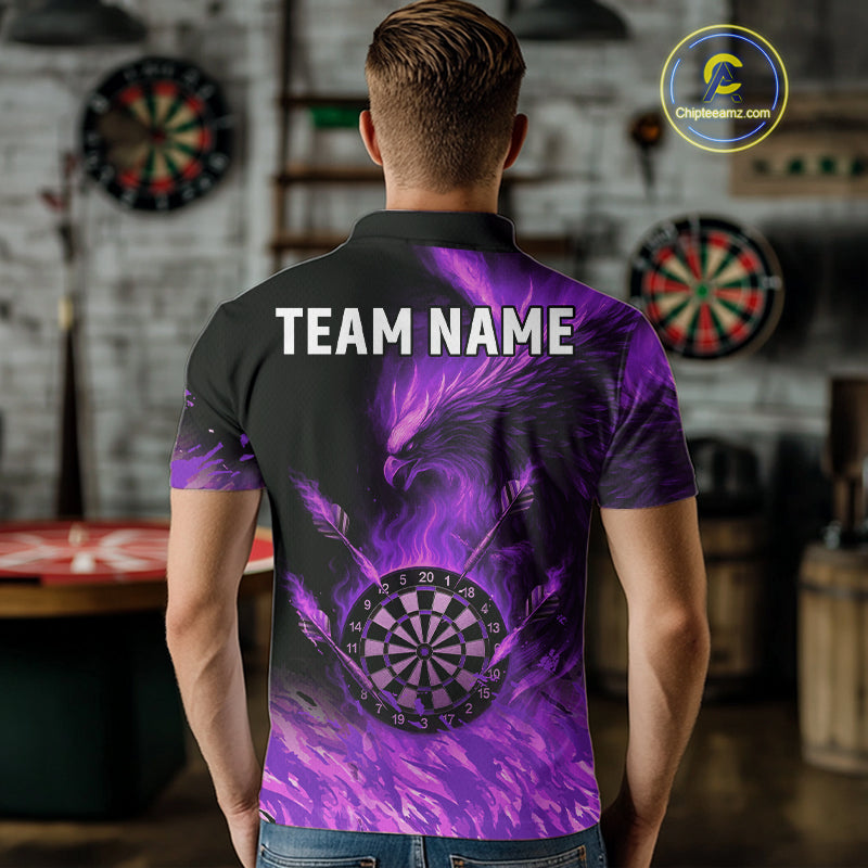Purple Flaming Phoenix Darts Jerseys Custom Darts Shirt For Men, Darts Team Polo & Quarter Zip TDM4291