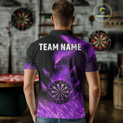 Purple Flaming Phoenix Darts Jerseys Custom Darts Shirt For Men, Darts Team Polo & Quarter Zip TDM4291
