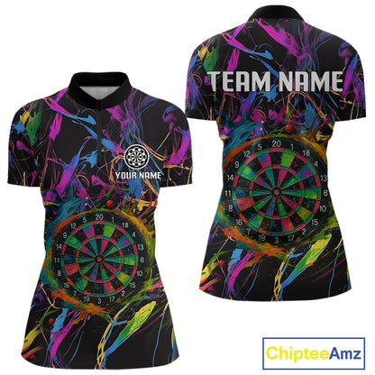 Funny Colorful Dartboard Graffiti Style Dart Shirts For Women Custom Darts Team Jerseys, Darts Gifts TDM4113