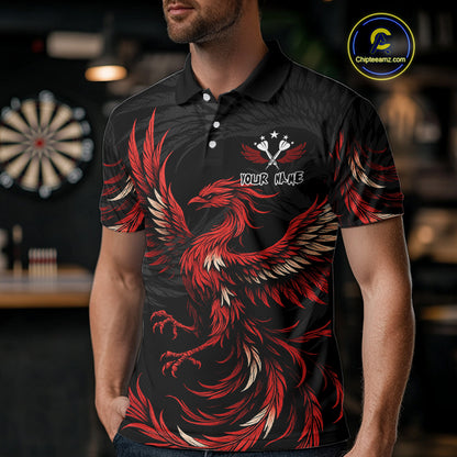 Personalized Phoenix Dartboard Wings Men's Dart Shirts Custom Red And Black Darts Team Jerseys TDM4118