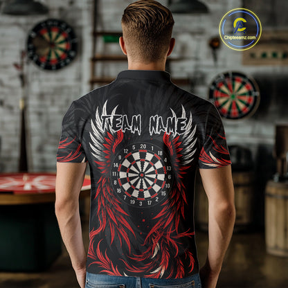 Personalized Phoenix Dartboard Wings Men's Dart Shirts Custom Red And Black Darts Team Jerseys TDM4118
