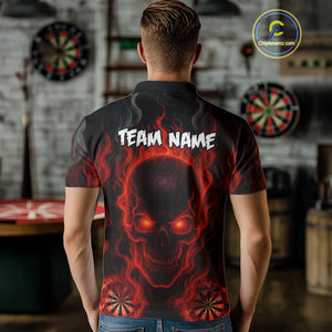Flaming Skull Darts Shirt For Men Custom Red Darts Jerseys Team Polo & Quarter Zip, Darts Gifts TDM4135