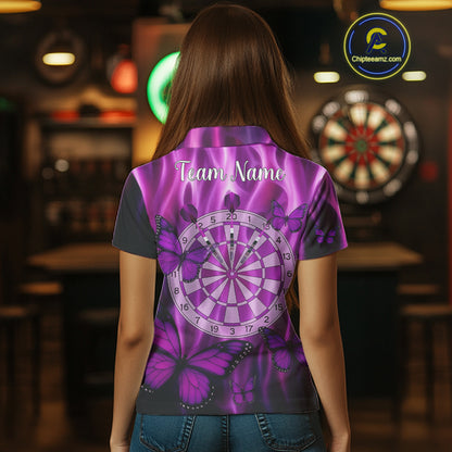 Personalized Pink Flaming Butterflies Darts Shirt For Women Custom Darts Jersey, Funny Darts Gift TDM4749