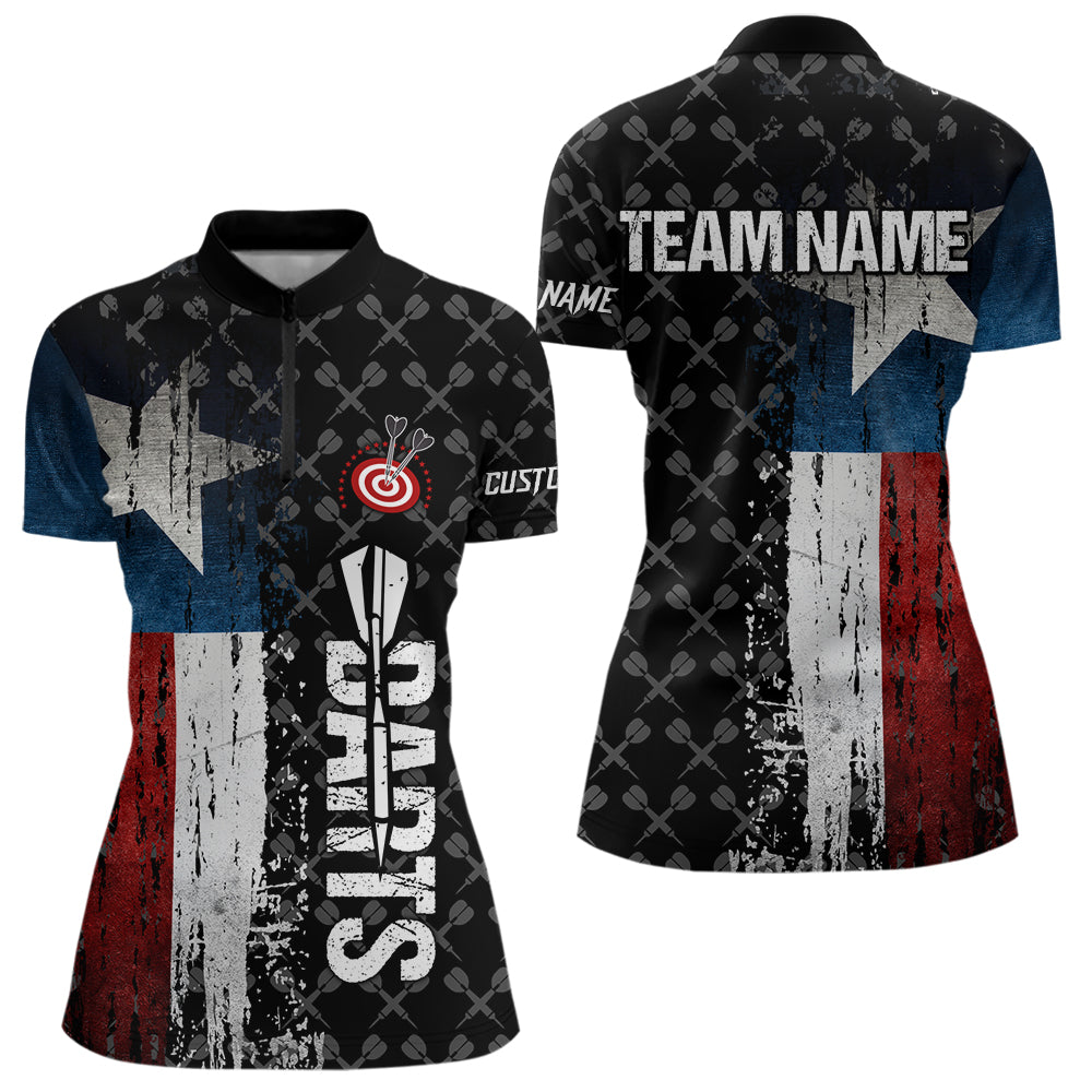 Grunge Vintage Texas Flag Custom Retro Dart Shirts For Women, Pride Team Patriotic Dart Jerseys TDM3692